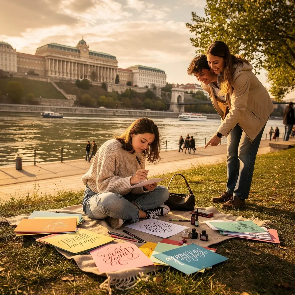 Modern kalligrafia példái, elegáns betűtípusokkal.
